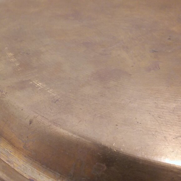 Vintage Brass color  Metal Round Serving/Candle/Wall Decor Tray 10.5" diameter - Picture 5 of 9